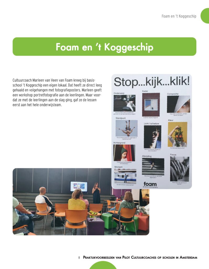 Praktijkvoorbeelden van Pilot Cultuurcoaches op scholen in Amsterdam, Praktijkvoorbeelden van Pilot Cultuurcoaches op scholen in Amsterdam